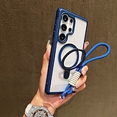 abordables Carcasas Samsung-teléfono Funda Para Samsung galaxia S25 Ultra Plus S25 Edge S24 Plus Funda Trasera con Soporte con cordón Antigolpes Retro TPU Acrílico