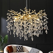 baratos Luzes pendentes-lustre de cristal 6 lâmpadas 23,5 in/ 8 lâmpadas 31,2 in moderno lustre de ouro ramos de iluminação restaurante lustre pingo de chuva lâmpadas penduradas ac110v ac220v