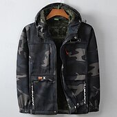 billiga Fleece &amp; 3 i 1-jackor-Herr Vandringsjacka Fleece-jacka Pufferjacka Termiskt set Bomull Vinter Utomhus Kamouflage Håller värmen Vindtät Överdelar Svart Grön