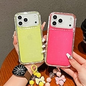 abordables Carcasas iPhone-teléfono Funda Para iPhone 17 Pro Max 17 Air 16 15 14 Pro Max Plus 13 Pro Max Funda Trasera con cordón Brillo ostentoso brillante Antigolpes Retro TPU Acrílico