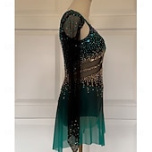 economico Abiti da Pattinaggio Artistico-Abito da pattinaggio artistico Per donna Ragazze Pattinaggio sul ghiaccio Vestito Verde scuro Patchwork Schiena aperta Rete Spandex Alta elasticità Allenamento Competizione Vestiti da pattinaggio sul