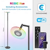 abordables Luces de Hogar Inteligente-Lámpara de pie RGB para sala de estar, lámpara de pie inteligente con control remoto de aplicación para dormitorio, oficina y lectura.