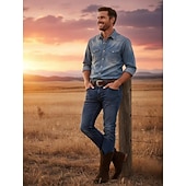 levne Cowboy &amp; Western Boots-Pánské Boty Kovbojské boty Pracovní boty Na běžné nošení Denní Semiš PU Zahřívací Prodyšné Neklouzavá Do půli lýtek Povaleč Černá Khaki Kávová Léto Zima