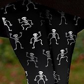 economico Pantaloni di Halloween-Per donna Leggings Leggings comodi Essenziale Casual Lunghezza intera Vita AltaPantsHalloween Teschio Stampa Calore Termico Confortevole Elasticizzato Vacanza Casuale Quotidiano Nero Autunno Inverno