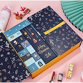 cheap Gift Wrapping &amp; Bag-24 Grids Empty Christmas Advent Calendar Boxes DIY Refillable Christmas Blind Box 24 Days Advent Countdown Gifts Boxes Kraft Paper Candy Box New Year Decorations