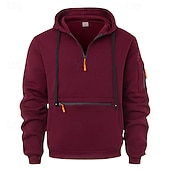 Недорогие мужские базовые толстовки-Муж. Толстовка Толстовка с капюшоном на молнии Черный Винный Темно синий Темно-серый Капюшон Полотняное плетение Кулиска Карман Для занятий спортом Повседневные Праздники Полиэстер