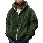 economico Felpa con cappuccio in pile-Per uomo Felpa con cappuccio Felpa con cappuccio a zip intera Giacca in Pile Nero Rosa Verde militare Blu marino Blu Reale Con Cappuccio Semplice Tasca Sport &amp; Outdoor Quotidiano Ferie Poliestere