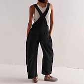 economico tute casual-Per donna Normale Tuta Attivo Tinta unica Senza Maniche Collo a U Tasca Bottoni Vacanza Quotidiano Vestibilità regolare Nero Giallo Rosa Autunno