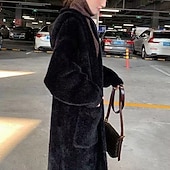 abordables Gilet Ouvert-Femmes Pull Cardigan Mode Streetwear Quotidien Couleur Unie Côtelé À capuche Tricoté manche longue Hauts Longs Tricoter Fête Sortir Week-end Noir Blanche Automne Hiver
