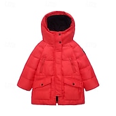 economico Giacca in piuma e parka per ragazze-Bambini Ragazze Cappotto in Piuma Giacca Imbottita Tinta unica Moda Tasca Scuola Cappotto Capispalla 4-12 Anni Autunno Nero Rosso Viola