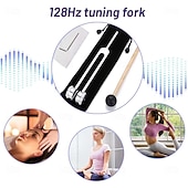 cheap Home Supplies-128 Hz The Healing Instrument, Aluminum Alloy Sensory Tuning Fork Set with Silicone Hammer, Cleaning Cloth &amp; Storage Bag, Sound Therapy Yoga and Meditation Accessories