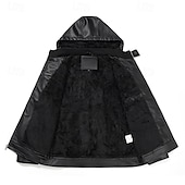 economico Giacca in ecopelle-Per uomo Giacca in Ecopelle Giacca in Pile Giacca da Biker Giacca da Moto Vacanza Quotidiano Antivento Caldo Tasca Inverno Semplice Moda Classico Con Cappuccio Regolare Nero Giacca