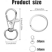 cheap Arts, Crafts &amp; Sewing-100PCS Swivel Snap Hooks with Key Rings, 50Pcs Key Chain Clip Hooks and 50Pcs Key Rings, Lanyard Lobster Claw Clasps for Keychains Jewelry Art Crafts