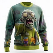 Halloween Herr Zombier Pullover tröja Stickat Rund halsringning Ledigt Semester Dagligen 3D-utskrift Stickat Håller värmen Långärmad Vår Höst Vinter Grön 1# Grön 2# Grön 3# billiga tröjor med tryck för män-Halloween Herr Zombier Pullover tröja Stickat Rund halsringning Ledigt Semester Dagligen 3D-utskrift Stickat Håller värmen Långärmad Vår Höst Vinter Grön 1# Grön 2# Grön 3#
