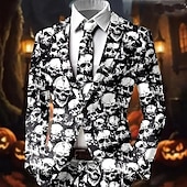 Χαμηλού Κόστους Halloween εξωτερικά ρούχα-Ανδρικά Νεκροκεφαλές Τριαντάφυλλο Μπουφάν μπλέιζερ Παλτό Άνετο Αναπνέει Καλλιτεχνικό Γκόθικ Καθημερινό Πάρτι Καθημερινά Φεστιβάλ 3D εκτύπωση Κουμπιά Πολλαπλή τσέπη