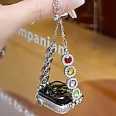 baratos Pulseiras de Apple Watch-Pulseira de joias Compatível com Pulseira Apple Watch 38mm 40mm 41mm 42mm 44mm 45mm 49mm Feminino Purpurina Cristal Com Strass pulseira de substituição para iwatch Ultra 2 Series 9 8 7 SE 6 5 4 3 2 1