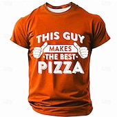 voordelige Grappige T-shirts voor mannen-Voor heren Pizza Grappig jargon T-shirt Korte mouw T-shirt 3D-afdrukken Strakke ronde hals Overhemd Modieus Dagelijks Straat Dagelijks Zwart Rood blauw Zomer Lente Kleding S M L XL XXL XXXL