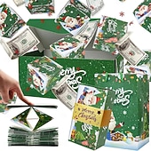 billige Gaveinnpakning-6/10/12/16/20 stk. juleoverraskelseshoppeeskesett - festlig rød papirgaveeske med julenissens design, sammenleggbar julepengeboks, gjør-det-selv unike sammenleggbare hoppende kontanter