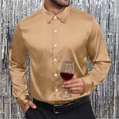 economico Camicie in raso da uomo-Per uomo Camicia Camicia in raso Camicia elegante Camicia casual Camicia con Bottoni Camicia da Ballo Semplice Formale Matrimonio Nero Bianco Vino Blu reale Manica Lunga Bavero Primavera &amp; Autunno