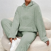 رخيصةأون بدلات رياضية-نسائي بدلة رياضية من قطعتين هودي صالة مجموعات بدلات رياضية لون سادة أطقم ملابس رياضية خريف &amp; شتاء أسود أبيض الصالة الرياضية الخارج ركض كم طويل رياضة ألبسة رياضية مرن نسبياً عادي