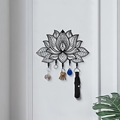 levne Sochy-nástěnný držák na klíče s motivem lotosu, teplá bytová dekorace, kovový háček na klíče od vchodových dveří, kuchyně, kanceláře nebo auta, organizér do domácnosti v retro stylu