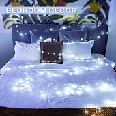 abordables Guirlandes lumineuses à piles-Lot de 2 guirlandes lumineuses à 200 LED, 20 m/66 pieds, pour Noël, Halloween, mariage, fête, festival, décoration intérieure et extérieure, avec boîtier à piles étanche AAA et télécommande