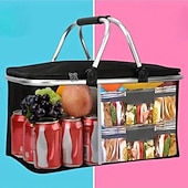 Недорогие камера хранения багажа и путешествий-Прочная портативная сумка-холодильник из ткани Оксфорд с ручками – черная термосумка для пикника, кемпинга &amp;для встреч на свежем воздухе, безопасен для продуктов питания, сохраняет напитки холодными,
