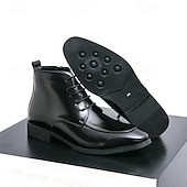 economico Stivali da vestiti-stivaletti chelsea da uomo neri lucidi con finitura lucida, eleganti scarpe eleganti slip-on per eventi formali, abbigliamento da ufficio e occasioni speciali