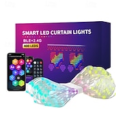 levne Chytré dekorativní osvětlení-chytré LED záclonové světýlka, LED záclonové světýlka měnící barvu, dynamické DIY záclony s vílími řetězci do ložnice, pozadí, párty, interiéru, exteriéru (aplikace, dálkové ovládání)