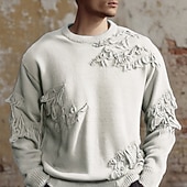 preiswerte Herrenpullover-Herren Pullover Strickpullover Gerippt Stricken Normale Oberteile Gestrickt Zerrissen Einfach Rundhalsausschnitt Mode Basic Urlaub Alltagskleidung Bekleidung Herbst Winter Schwarz Khaki M L XL