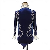 cheap Boys&amp;Men Figure Skating Costumes-Figure Skating Top Men's Boys' Ice Skating Tops Blue White Patchwork Spandex High Elasticity Training Competition Skating Wear Classic Crystal / Rhinestone Long Sleeve Ice Skating Figure Skating