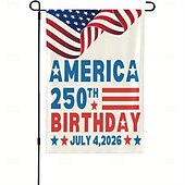 levne 250. výročí-Zahradní vlajka k 250. výročí USA z let 1776-2026, vlastenecký americký narozeninový venkovní banner na zahradu, trávník, verandu nebo dekoraci ke Dni nezávislosti.