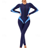 お買い得  ワンピースラッシュガード-女性用 ラッシュガード 全身水着 ダイブスキンスーツ パッチワーク UPF50+ 速乾性 高弾性 長袖 スイムウェア サーフィン 潜水 シュノーケリング 夏