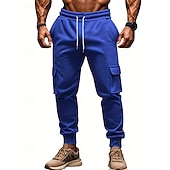 economico Carico-Per uomo Pantaloni da Tuta Cargo Pantaloni da tuta Joggers Pantaloni Coulisse Tasca Elastico in vita Semplice Comodità Sport all&#039;Aperto Quotidiano Moda Casual Nero Bianco Micro-elastico