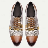  herrskor med pytonmönster och snörning – unikt ormskinnsmönster med trendig färgblocksdesign, modernt mode för nattliv, cocktailpartyn och modeevenemang