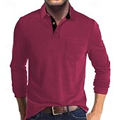 preiswerte Klassisches Poloshirt für Herren-Herren Golfshirt Golf Poloshirts Arbeit Lässig Revers Langarm Basic Modern Einfach Tasche Knöpfe Frühling Herbst Normale Passform Schwarz Weiß Marineblau Dunkelgrün Khaki Armeegrün Golfshirt