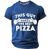 voordelige Grappige T-shirts voor mannen-Voor heren Pizza Grappig jargon T-shirt Korte mouw T-shirt 3D-afdrukken Strakke ronde hals Overhemd Modieus Dagelijks Straat Dagelijks Zwart Rood blauw Zomer Lente Kleding S M L XL XXL XXXL