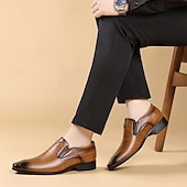economico Mocassini-mocassini slip-on da uomo in similpelle marrone – scarpe eleganti da lavoro con motivo coccodrillo per occasioni formali e feste serali
