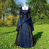 זול שמלה-רטרו\וינטאג' ימי הביניים רנסנס שמלות תחפושת מפוארת ויקינג אביר קלטי תחפושות בגדי ריקוד נשים קלטי האלווין (ליל כל הקדושים) קרנבל הצגה LARP רן פייר מבוגרים שמלה