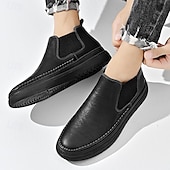 abordables Baskets-Baskets Chelsea grises à enfiler pour homme – Mocassins décontractés à tige basse avec empiècements latéraux élastiques pour un usage quotidien, les déplacements et les tenues décontractées