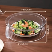 abordables Ustensiles et gadgets de cuisine-Couvercle anti-éclaboussures pour micro-ondes avec poignée – couvercle en plastique de qualité alimentaire résistant à la chaleur pour le réchauffage, la cuisson au four et la cuisine en extérieur