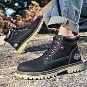 Недорогие Рабочие ботинки-Классические мужские рабочие ботинки для улицы – прочные ботинки на шнуровке с нескользящей подошвой и амортизирующей стелькой для строительства, сельского хозяйства и повседневной носки