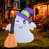 levne Halloween venku-1 ks 1,2 m/4 stopy halloween kouzelný klobouk duch koště led nafukovací vzduchový model vnitřní a venkovní nádvoří zahradní párty atmosféra dekorativní světlo eu/us/uk/au zástrčka