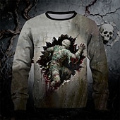 olcso Fiú Halloween jelmezei-Mindszentek napja Fiú 3D Koponya Pulóver Hosszú ujj Tavasz Ősz Divat Alap Gyerekek 4-12 év Terített nyak Szabadtéri Hétköznapi Napi Normál