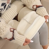 economico Leggings foderati in pile-Per donna Chinos Leggings Casual Lunghezza intera Vita media Semplice Elastico in vita Caldo Confortevole Elasticizzato All&#039;aperto Vacanza Streetwear Rosso violaceo Grigio chiaro Grigio scuro Nero