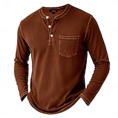 voordelige Casual Henley-T-shirt-Voor heren Henley-shirt T-shirts T-shirt Shirt met lange mouwen Lange mouw Retro Effen kleur Modieus Ontwerper Casual Mode Wijnoogst Puur Henley Vakantie Straat Casual Herfst Winter donkerbruin Zwart