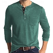 economico Magliette casual da uomo-Per uomo Maglietta Maglia Henley Camicia a Maniche Lunghe Manica Lunga Henley Primavera Autunno Semplice Moda Designer Essenziale Tasche Vacanza Streetwear Uscire Nero Bianco Blu marino Maglietta Top