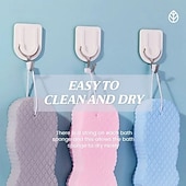 voordelige Badkamergadgets-4-pack superzachte exfoliërende badspons – hypoallergene 3D-lichaamsscrubber, TPR-materiaal, handmatige dieptereiniging &amp;huidverzachtend, roze/blauw/wit/grijs