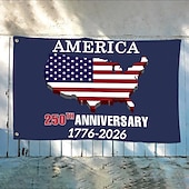 cheap America 250-US 250th Anniversary Flag America 250 1776-2026 Patriotic Stars Yard Signs Party Supplies Hanging Decor for House Garden Welcome Backdrop Semiquincentennial 4th of July Independence Day 3x5 Ft