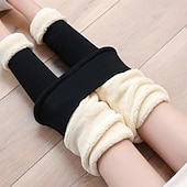 tanie ogrzewanie i chłodzenie-zimowe legginsy z jagnięcej skóry dla kobiet, termiczne spodnie z wysokim stanem i podszewką z polaru, grube, ciepłe, elastyczne bawełniane jegginsy na zimne dni